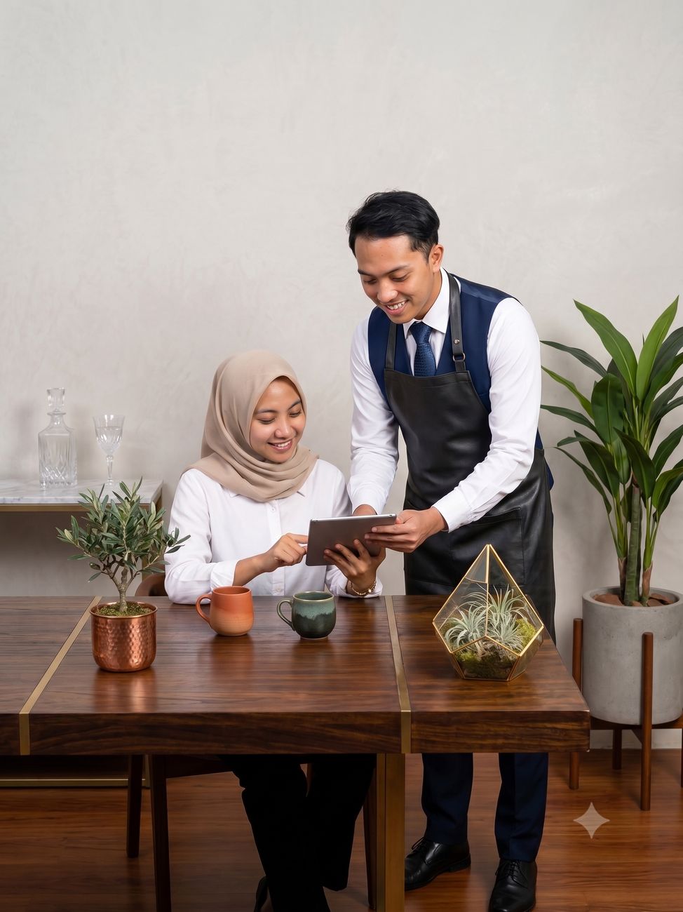 Kasir restoran memakai VG-Finance.24